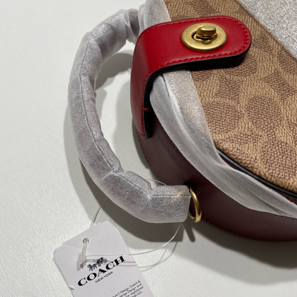 Coach Circle Lunar New Year Circle Bag In Signature Canvas Colorblock Ox Leather - Picture 8 of 12
